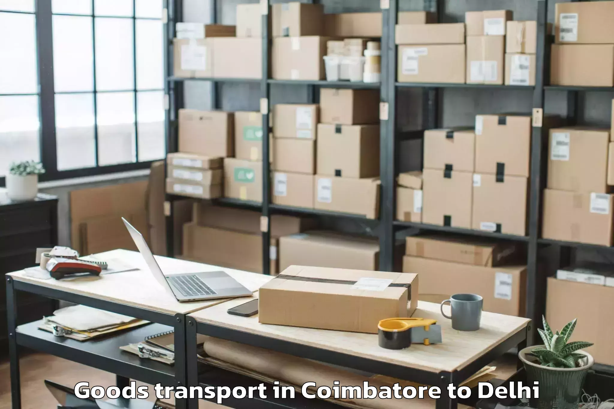 Hassle-Free Coimbatore to Delhi Technological University Goods Transport